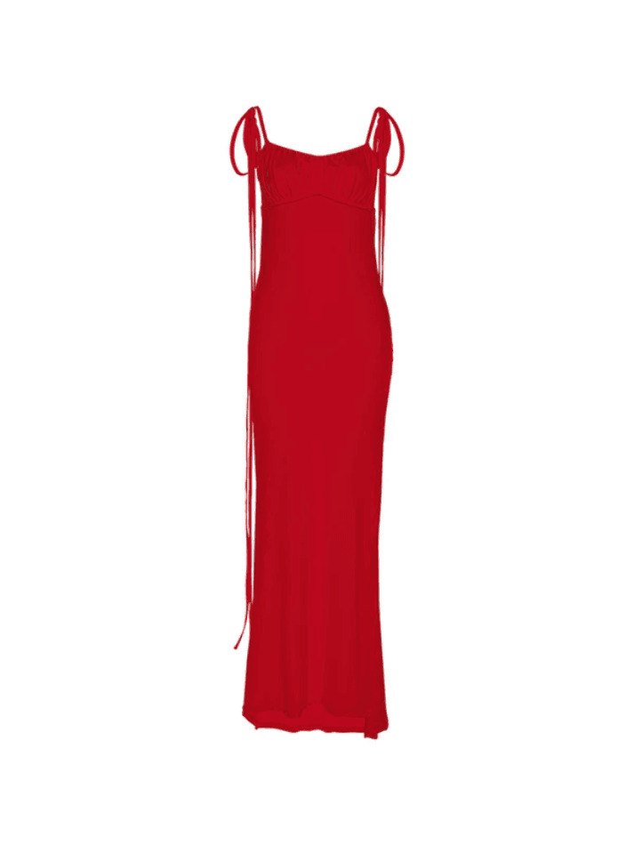 Coquette Aesthetic Solid Color Backless Maxi Dress for Women - Y2K Fashion Statement Piece