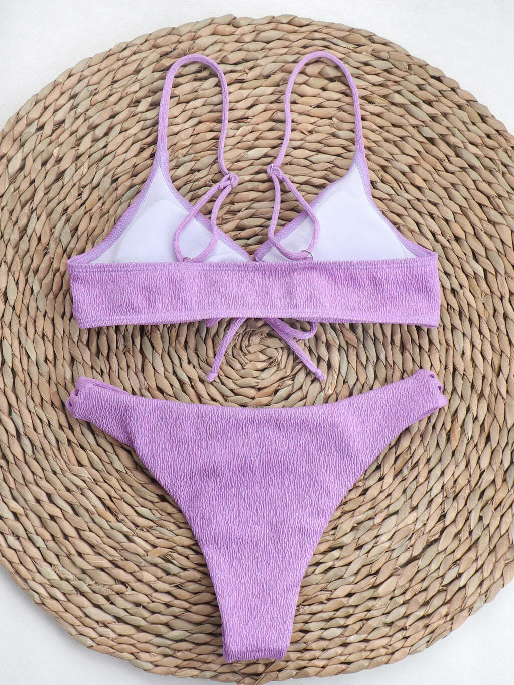Coquette Aesthetic Solid Color Bikini - Y2K Fashion Swimwear for Women