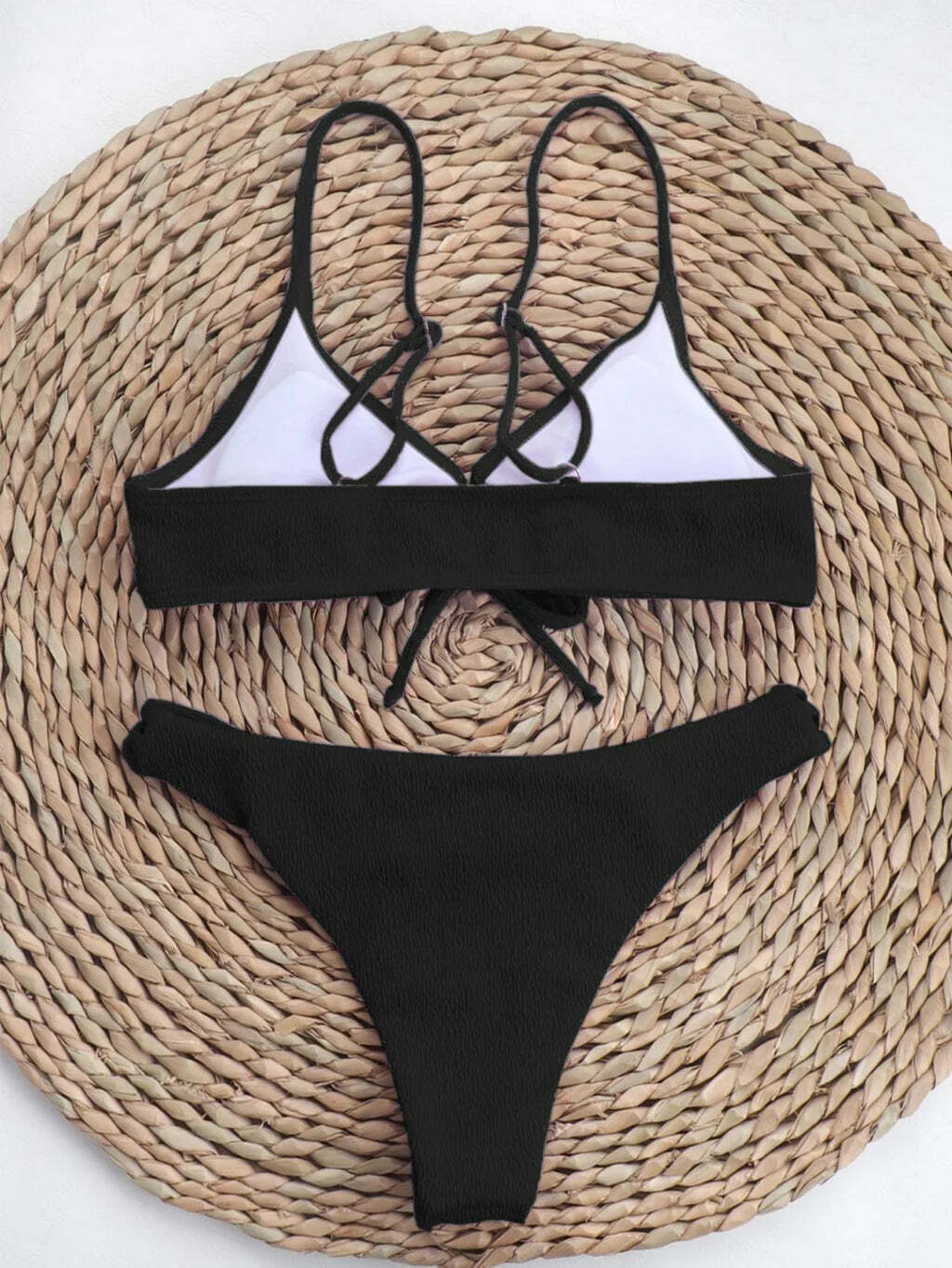Coquette Aesthetic Solid Color Bikini - Y2K Fashion Swimwear for Women
