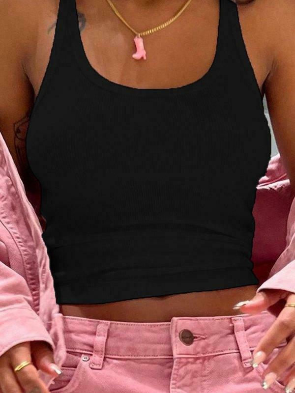 Coquette Aesthetic Solid Color Cami Top - Y2K Fashion Grunge Style Cute Tops & Cargo Skirt Outfits