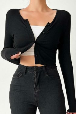 Coquette Aesthetic Solid Color Fungus Slim Knit Top