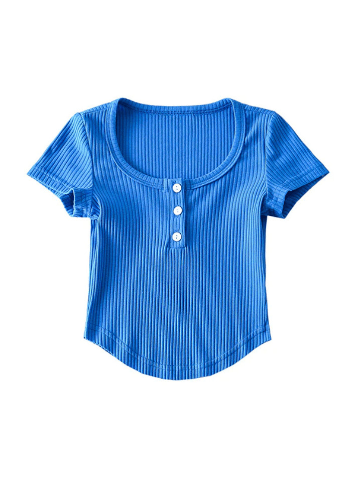Coquette Aesthetic Solid Color Knit Top with Curved Hem