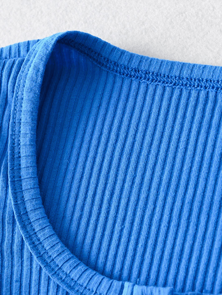 Coquette Aesthetic Solid Color Knit Top with Curved Hem