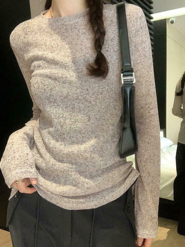 Coquette Aesthetic Solid Color Thin Long Sleeve Knit Sweater