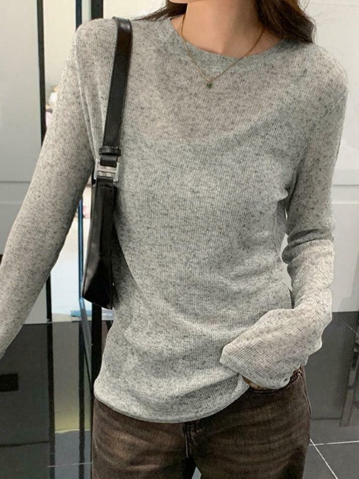 Coquette Aesthetic Solid Color Thin Long Sleeve Knit Sweater