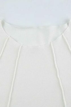 Coquette Aesthetic Solid Rib Knit Long Sleeve Top - Y2K Fashion Women's Clothing