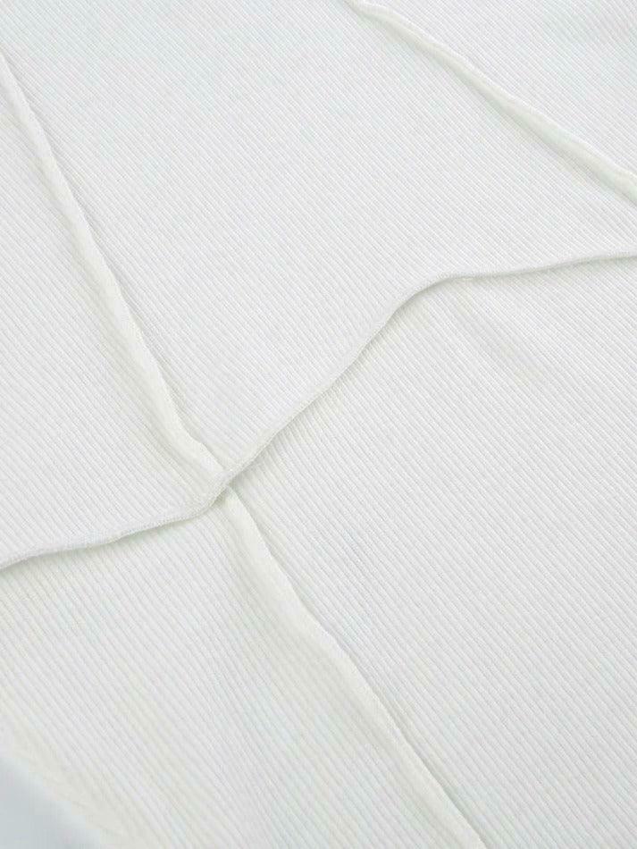 Coquette Aesthetic Solid Rib Knit Long Sleeve Top - Y2K Fashion Women's Clothing