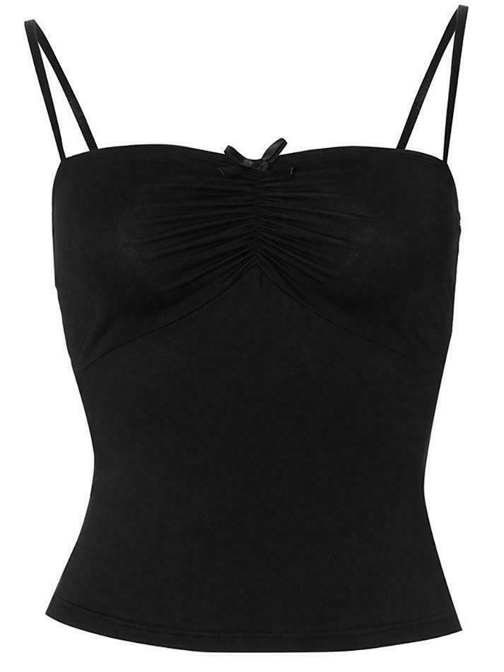 Coquette Aesthetic Solid Ruched Bow Tie Cami Top for Y2K Fashion Enthusiasts