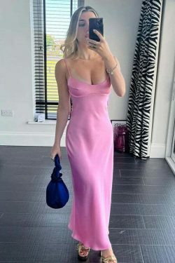 Coquette Aesthetic Split Slip Dress - Y2K Fashion with a Touch of Grunge and Pastel Goth