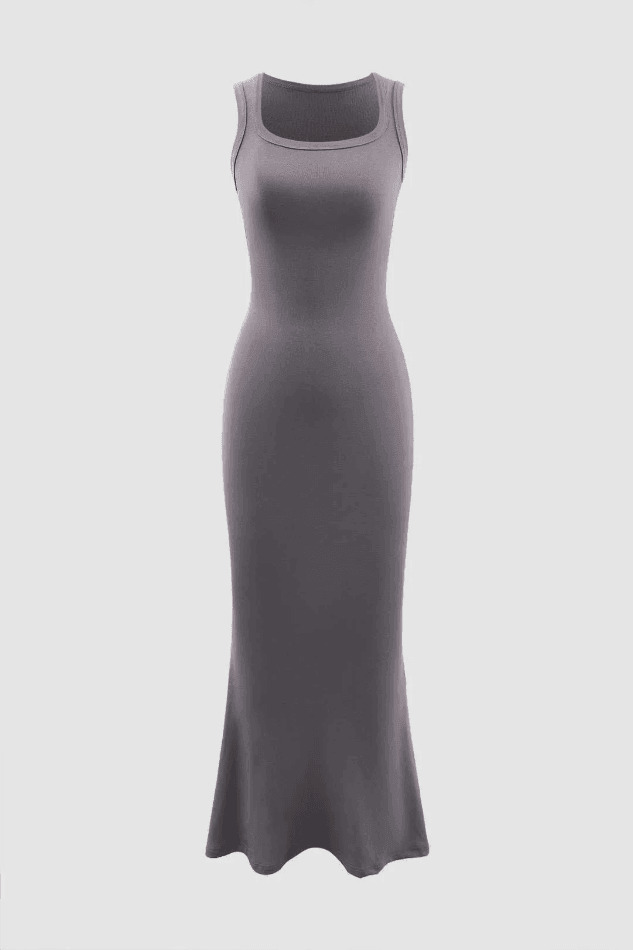 Coquette Aesthetic Square Neck Mermaid Midi Dress in Y2K Fashion Style