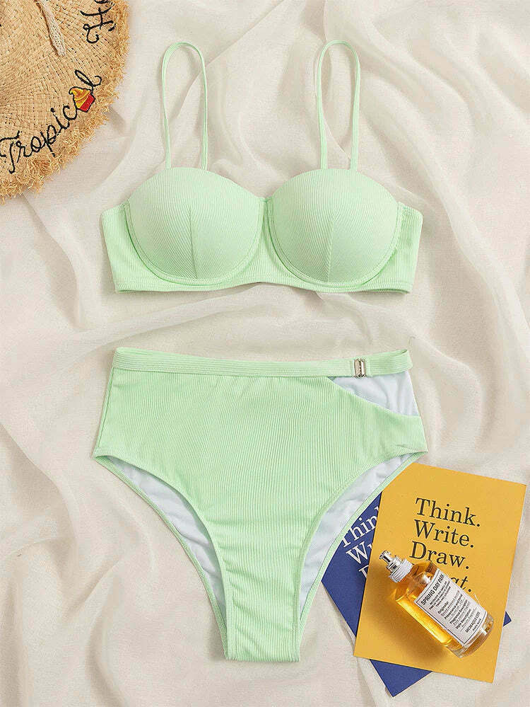 Coquette Aesthetic Steel Backless Bikini - Y2K Fashion for Women - Grunge Style Swimwear