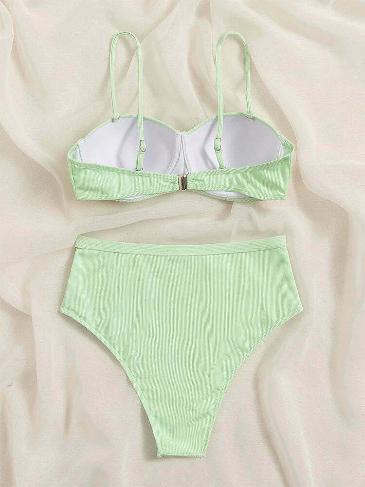 Coquette Aesthetic Steel Backless Bikini - Y2K Fashion for Women - Grunge Style Swimwear