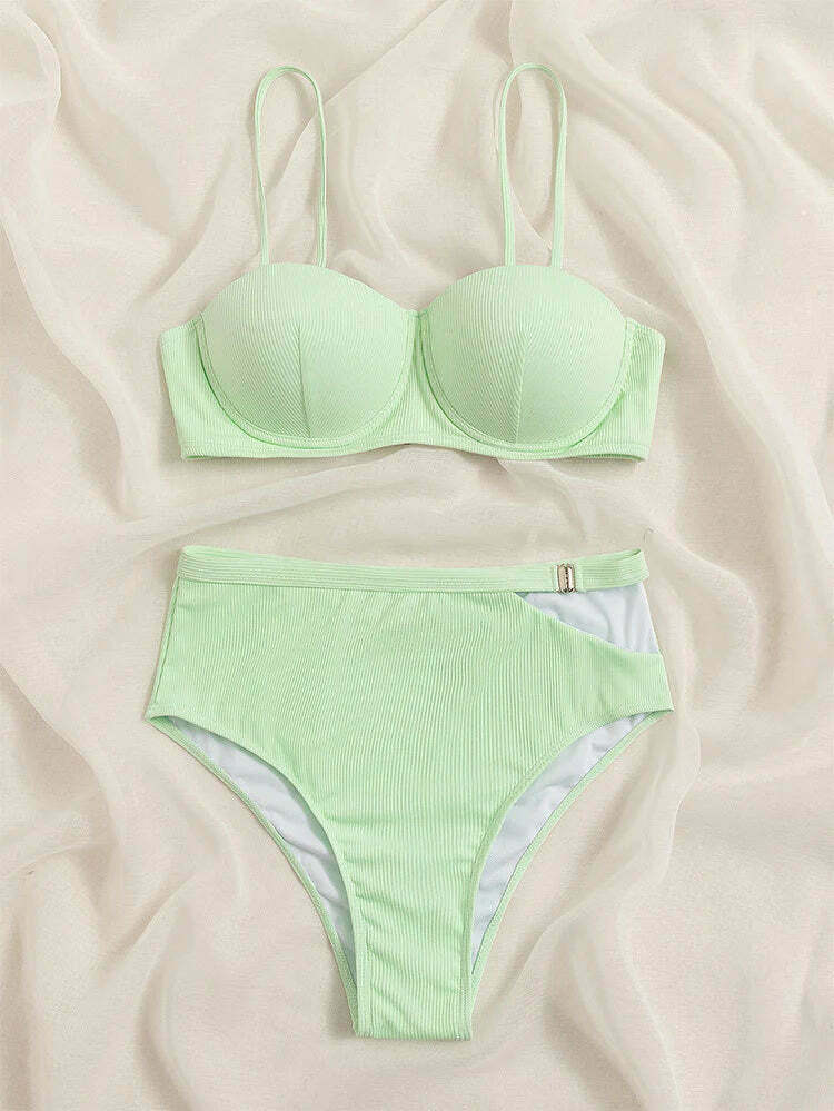 Coquette Aesthetic Steel Backless Bikini - Y2K Fashion for Women - Grunge Style Swimwear