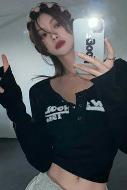 Coquette Aesthetic Street Art Symphony Long Sleeves Top - Y2K Fashion Grunge Style