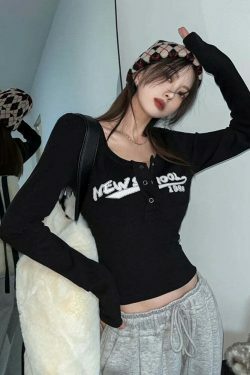 Coquette Aesthetic Street Art Symphony Long Sleeves Top - Y2K Fashion Grunge Style