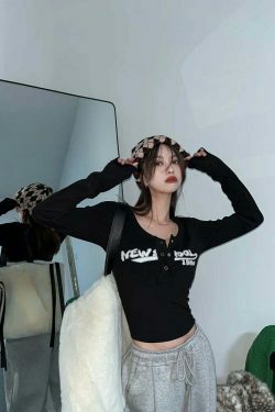 Coquette Aesthetic Street Art Symphony Long Sleeves Top - Y2K Fashion Grunge Style