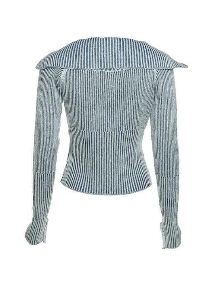 Coquette Aesthetic Stripe Zipper Cardigan: Y2K Fashion - Grunge Style, Cute Tops, Pastel Goth