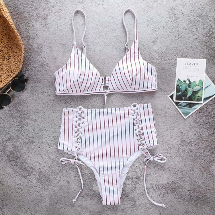 Coquette Aesthetic Striped Bikini Set - Y2K Fashion Swimwear for Women