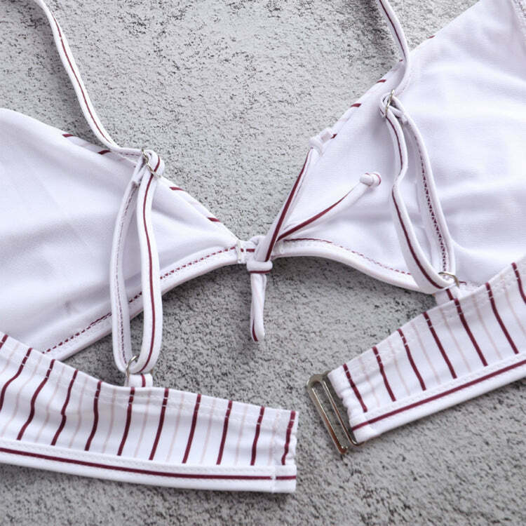 Coquette Aesthetic Striped Bikini Set - Y2K Fashion Swimwear for Women