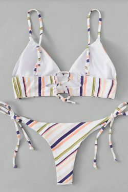 Coquette Aesthetic Striped Cami Tied String Bikini