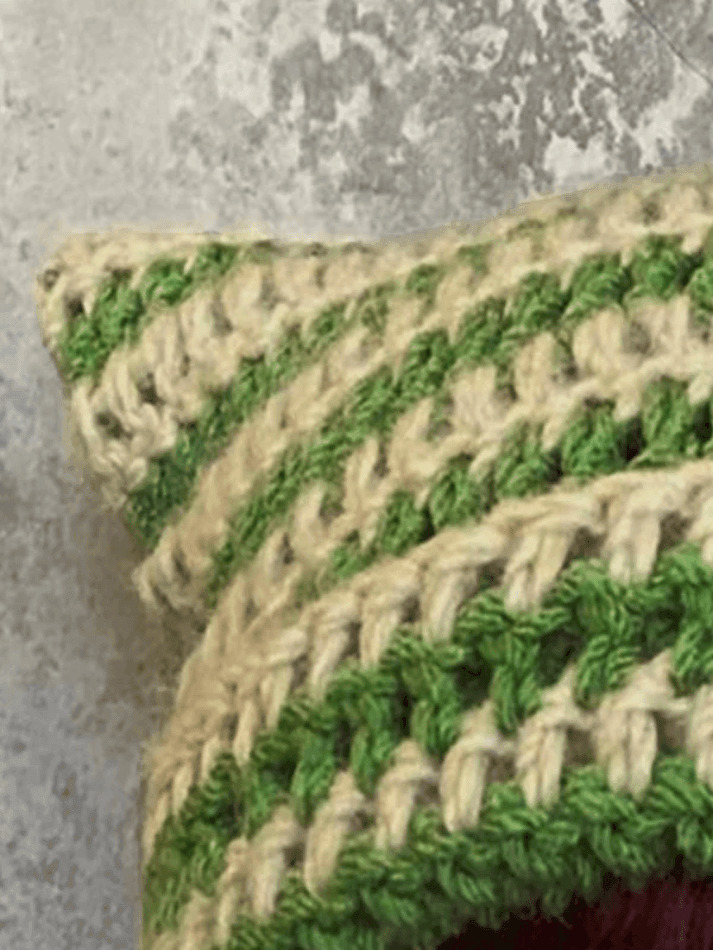 Coquette Aesthetic Striped Knit Hat with Handmade Horn Detail
