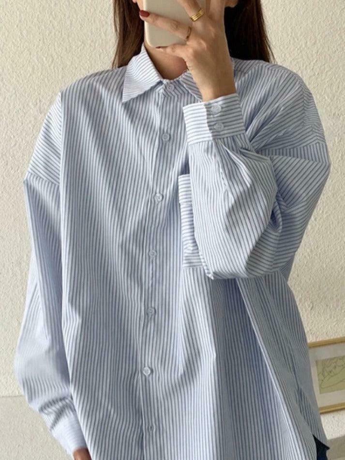 Coquette Aesthetic Striped Long Sleeve Blouse - Y2K Fashion Women's Top