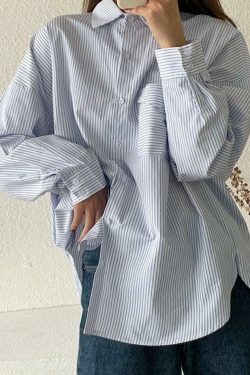 Coquette Aesthetic Striped Long Sleeve Blouse - Y2K Fashion Women's Top