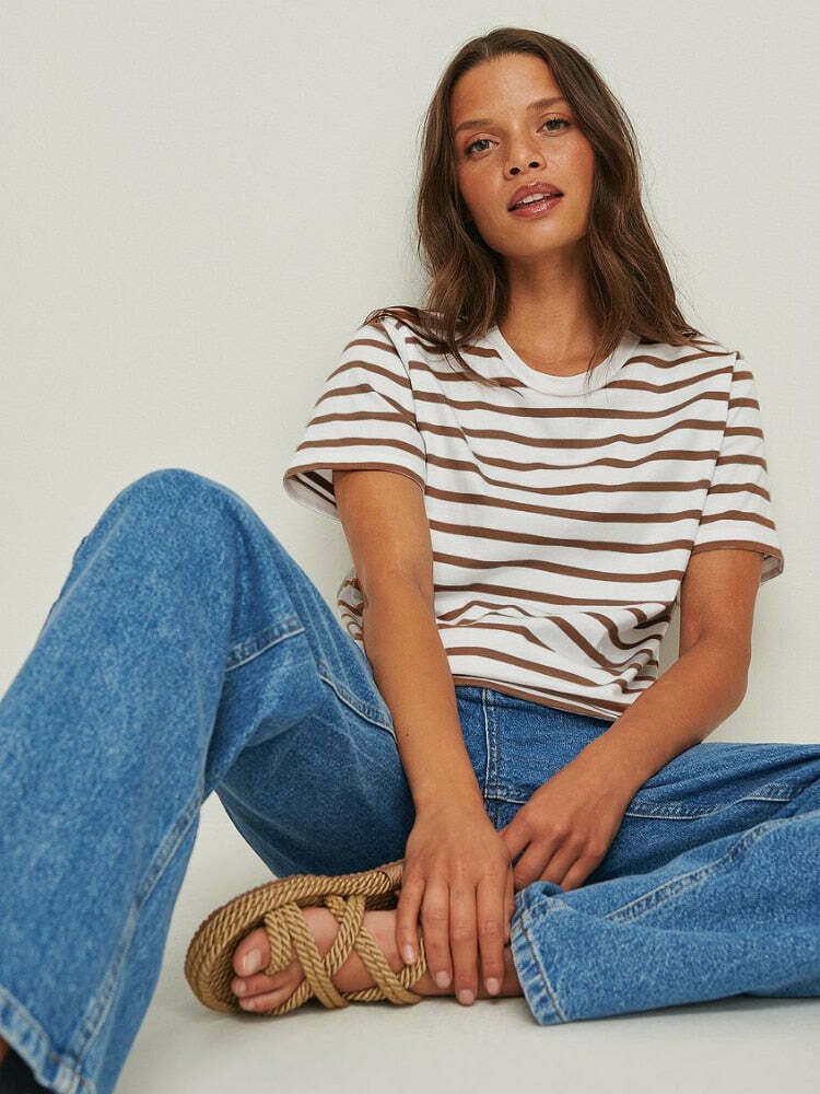 Coquette Aesthetic Striped Loose T-Shirt for Y2K Fashion Enthusiasts