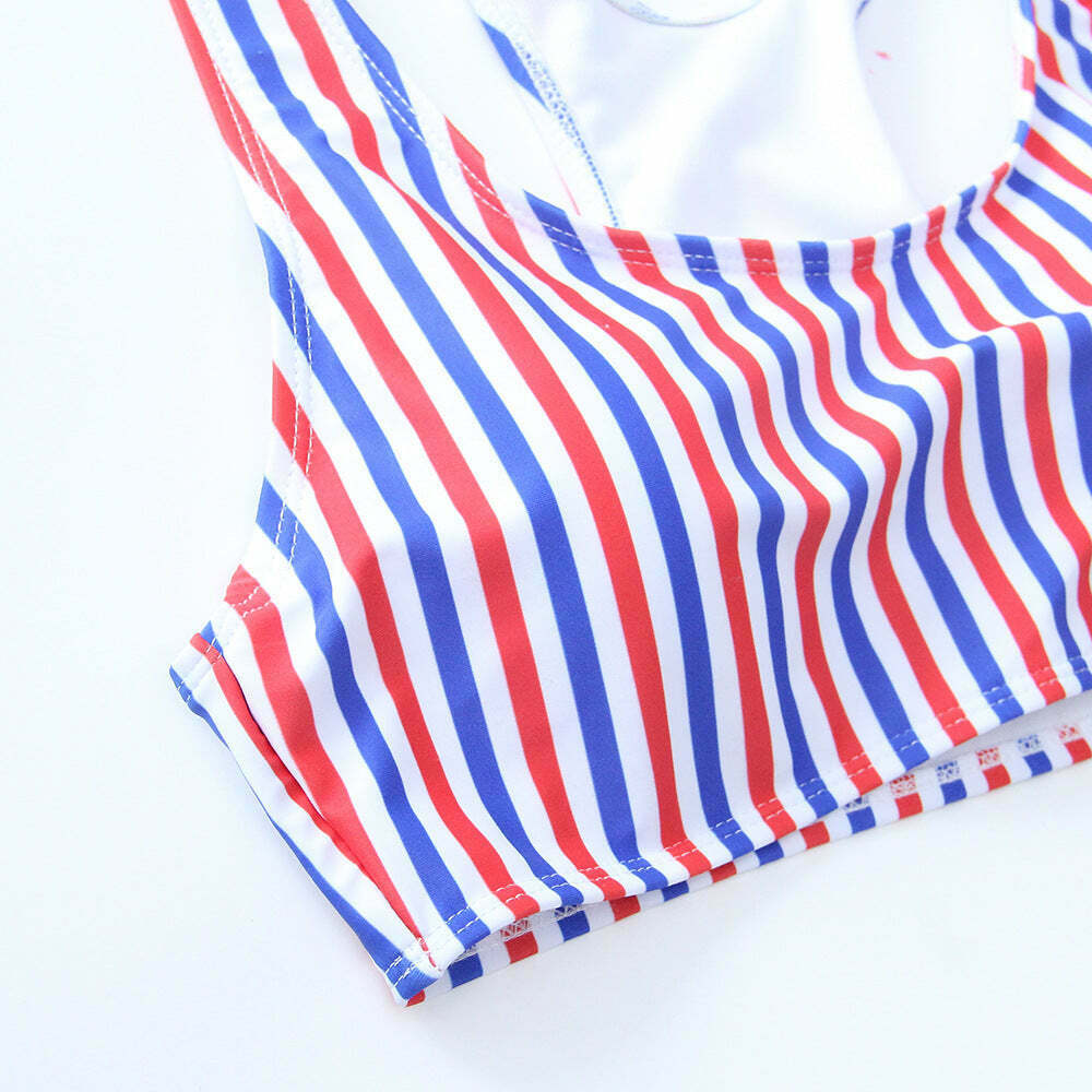 Coquette Aesthetic Striped Padded Bikini Set - Y2K Fashion Swimwear