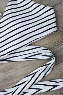 Coquette Aesthetic Striped Padded Wrap Bikini Set - Y2K Fashion Swimwear