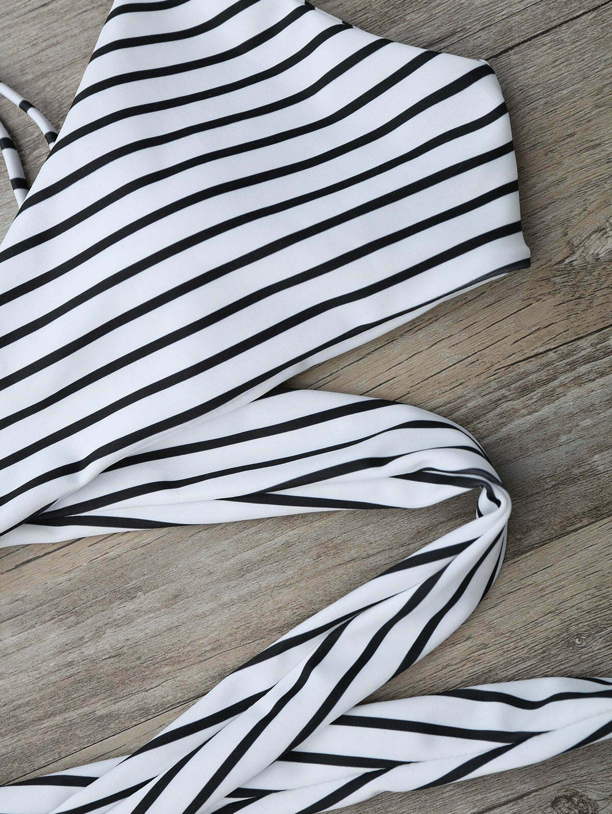 Coquette Aesthetic Striped Padded Wrap Bikini Set - Y2K Fashion Swimwear