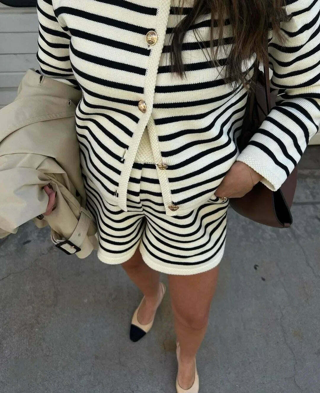 Coquette Aesthetic Striped Shorts Set - Y2K Fashion Outfit