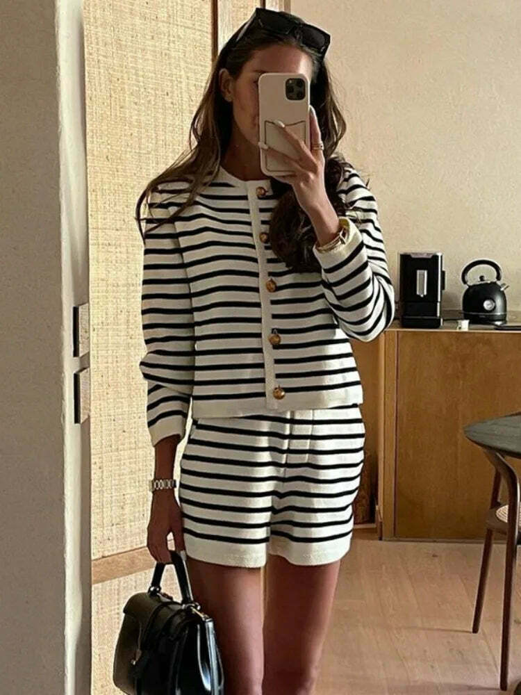 Coquette Aesthetic Striped Shorts Set - Y2K Fashion Outfit
