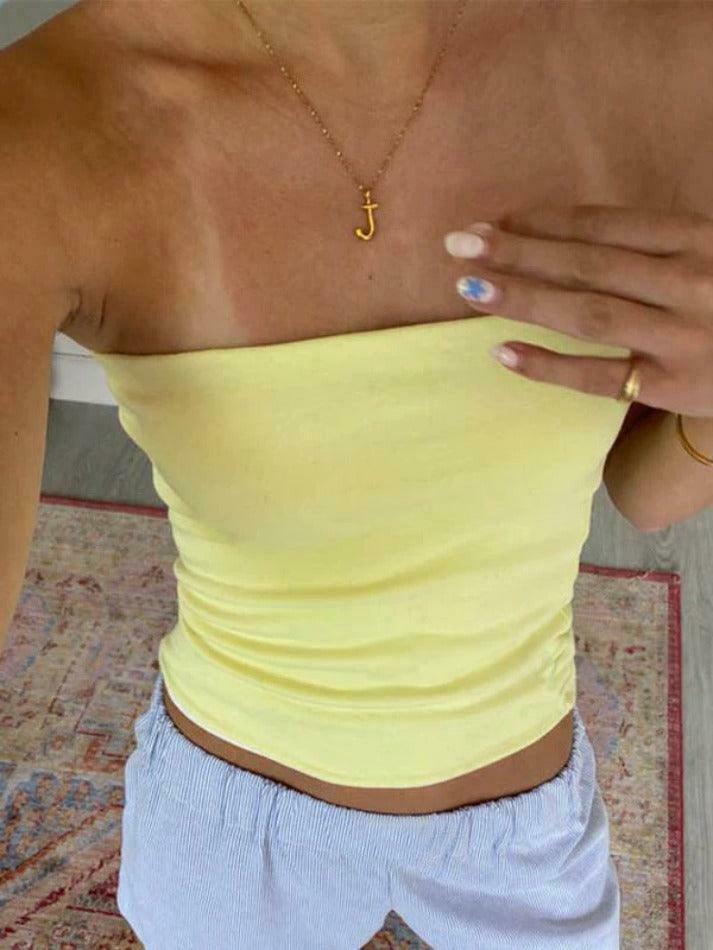 Coquette Aesthetic Striped Slim Bandeau Top in Y2K Fashion Style
