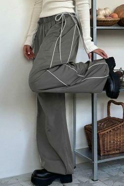 Coquette Aesthetic Striped Wide-Leg Sweatpants - Y2K Fashion Women's Lounge Bottoms