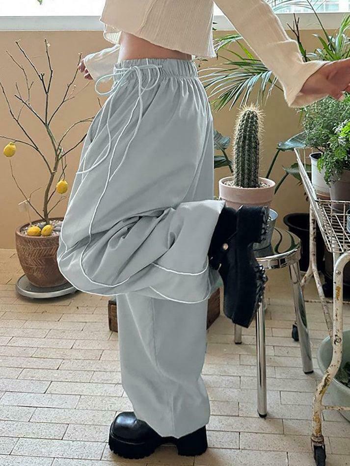 Coquette Aesthetic Striped Wide-Leg Sweatpants - Y2K Fashion Women's Lounge Bottoms