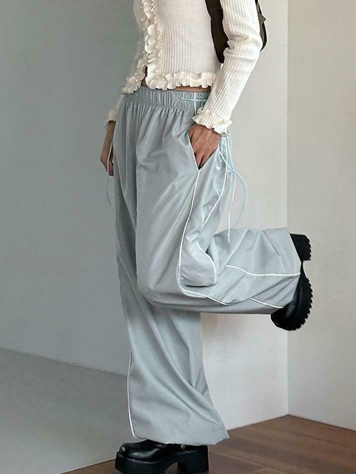 Coquette Aesthetic Striped Wide-Leg Sweatpants - Y2K Fashion Women's Lounge Bottoms