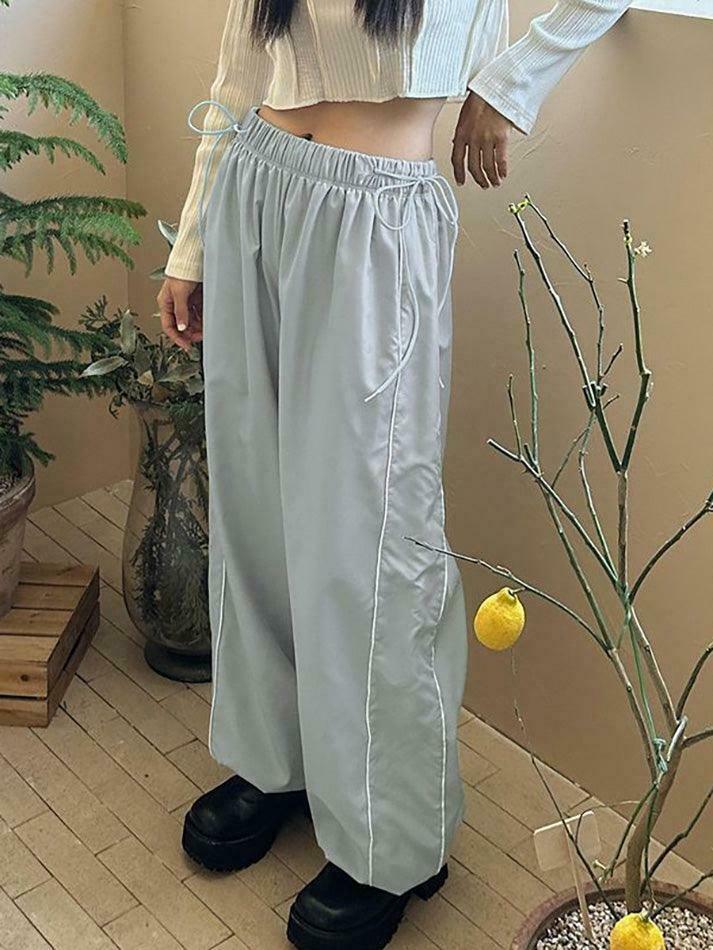 Coquette Aesthetic Striped Wide-Leg Sweatpants - Y2K Fashion Women's Lounge Bottoms