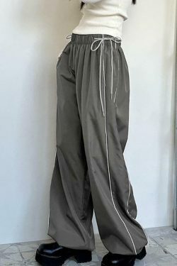 Coquette Aesthetic Striped Wide-Leg Sweatpants - Y2K Fashion Women's Lounge Bottoms