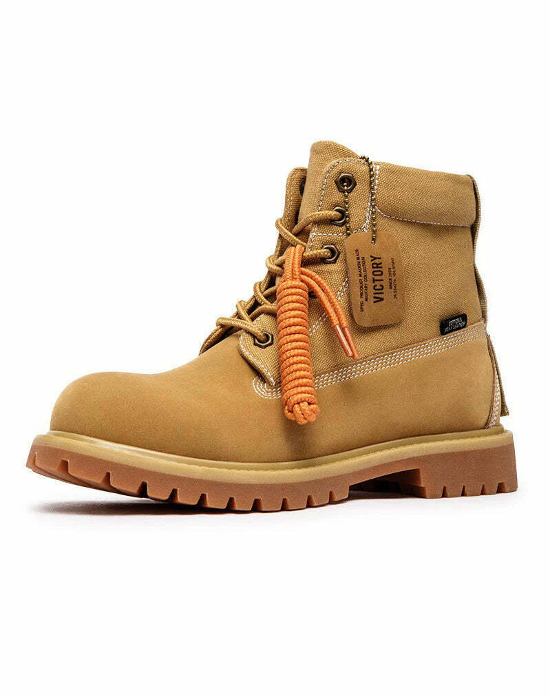 Coquette Aesthetic Tan Worker Boots - Y2K Fashion Statement for Women