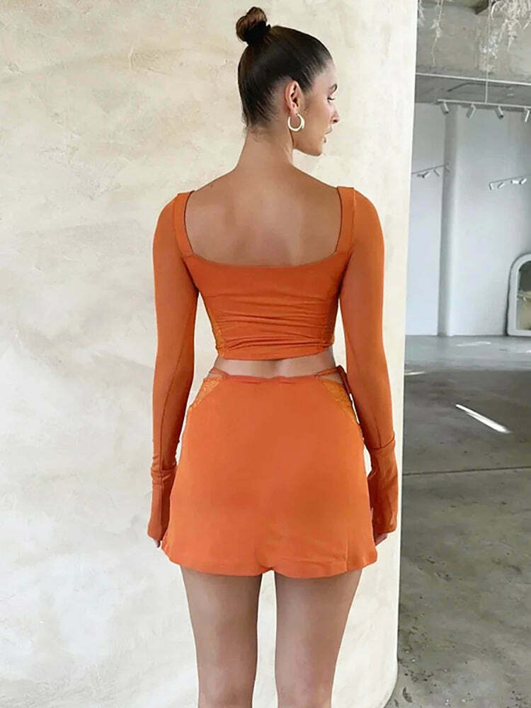 Coquette Aesthetic Tangerine Dream Mini Skirt Set - Y2K Fashion Outfit