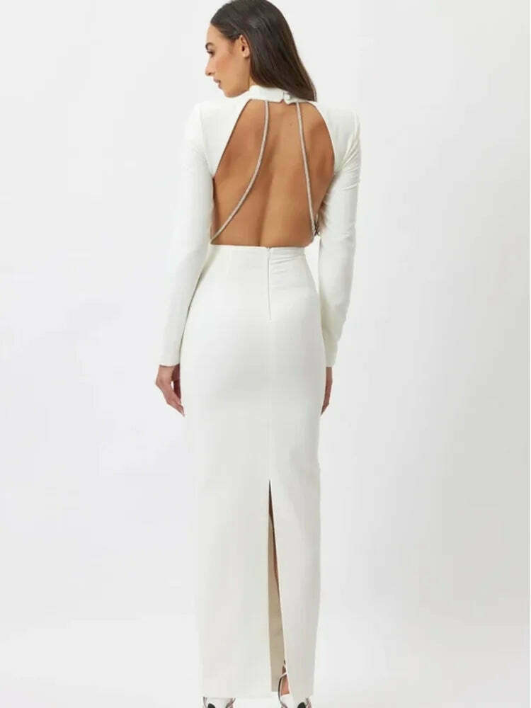 Coquette Aesthetic Temptation Twirl Chain-Split Dress - Y2K Fashion Statement for Women