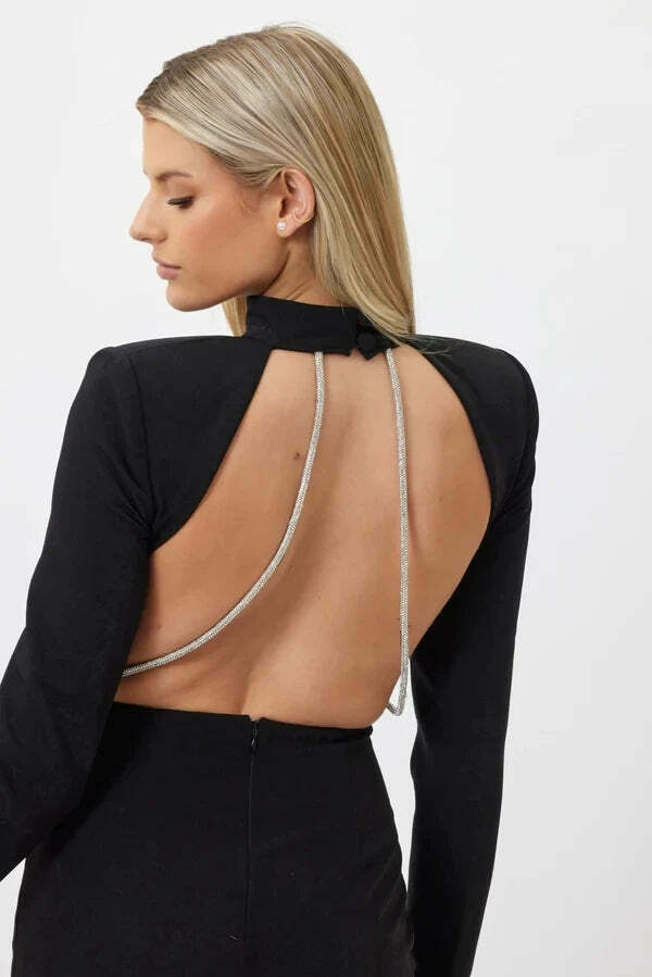 Coquette Aesthetic Temptation Twirl Chain-Split Dress - Y2K Fashion Statement for Women