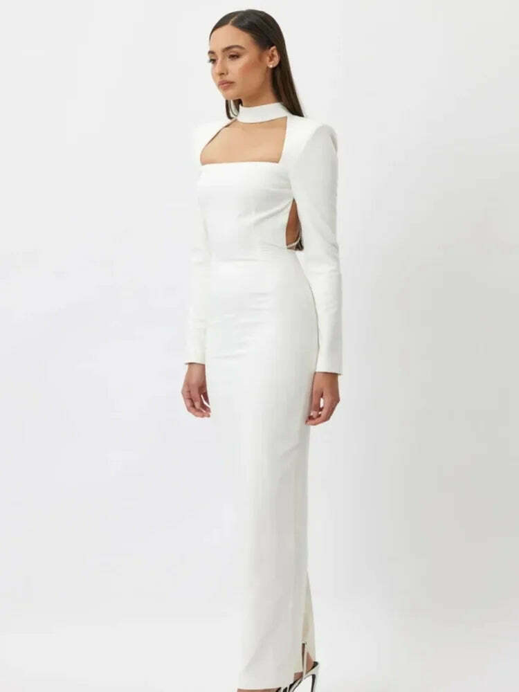 Coquette Aesthetic Temptation Twirl Chain-Split Dress - Y2K Fashion Statement for Women