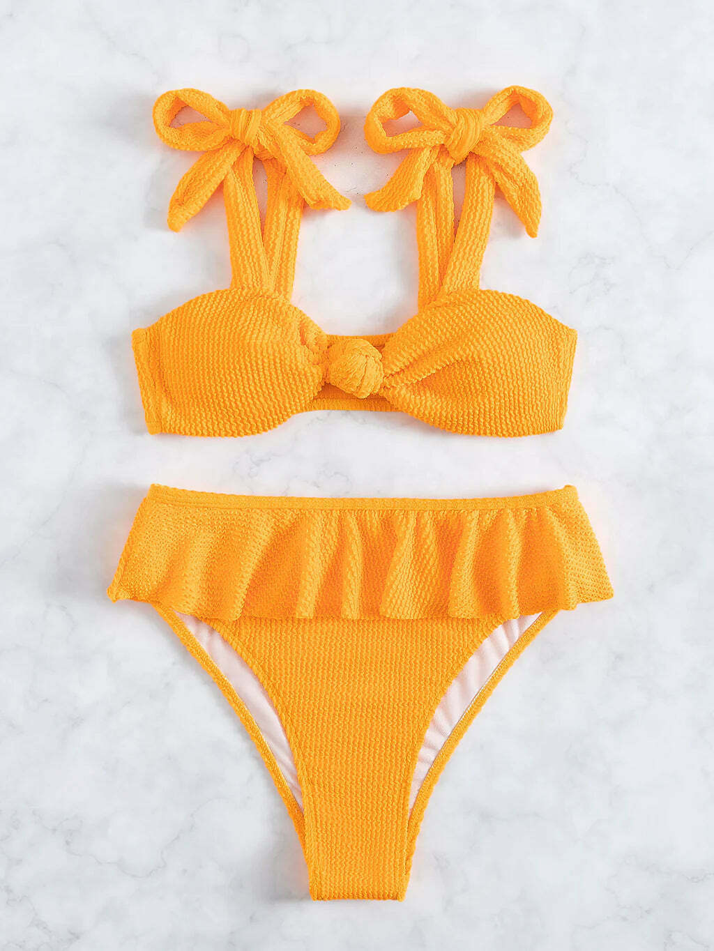 Coquette Aesthetic Tether Bow High Waist Beach Bikini - Y2K Fashion for Women