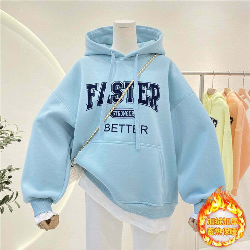 Coquette Aesthetic Thickened Letter Hoodie - Y2K Fashion Women's Clothing