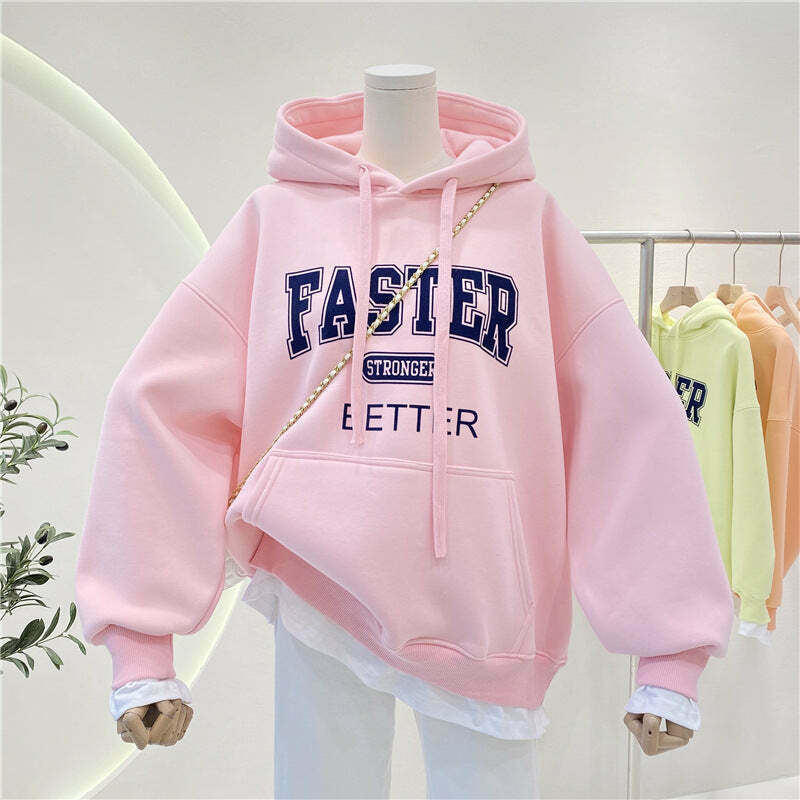 Coquette Aesthetic Thickened Letter Hoodie - Y2K Fashion Women's Clothing