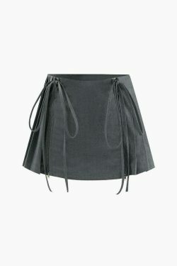 Coquette Aesthetic Tie Detail Pleated Mini Skirt - Y2K Fashion Statement Piece