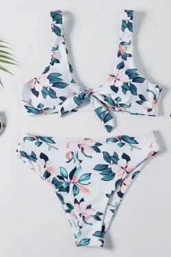 Coquette Aesthetic Tied Floral High Rise Bikini Set - Y2K Fashion Swimwear