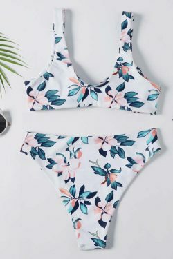 Coquette Aesthetic Tied Floral High Rise Bikini Set - Y2K Fashion Swimwear